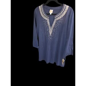 JM COLLECTION womens 2x. New With Tags. Beautiful Bead Work Around Collar And...